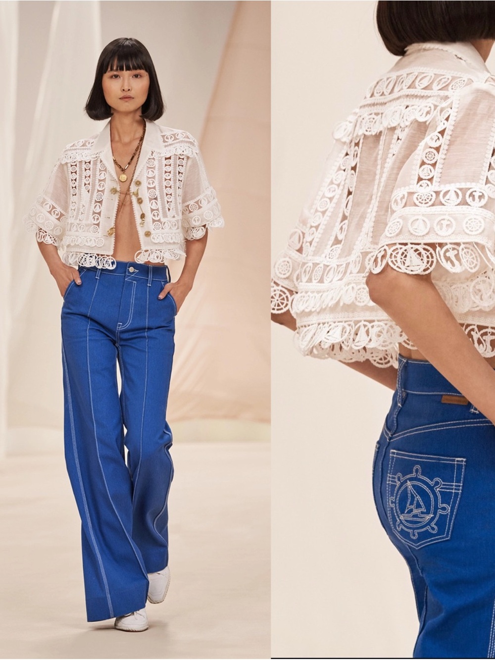 ZIMMERMANN High Tide Resort Regatta Flare Nautical Jeans 26 $595